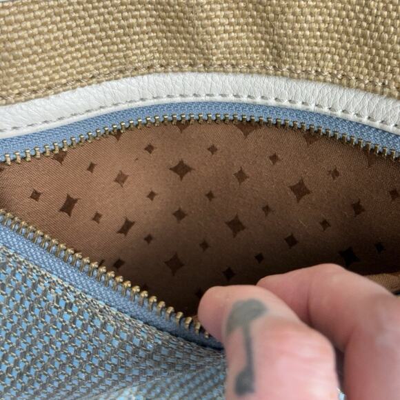 Women's Fossil Leather Crossbody Gray Khaki Purse Shoulder Bag - Picture 7 of 10